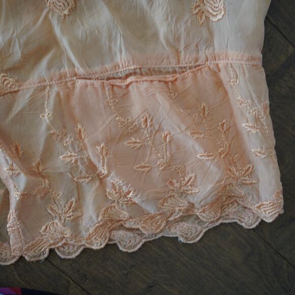 Johnny Was Collared Short Sleeve Cropped Top Peach Womens Size XS - Picture 4 of 7